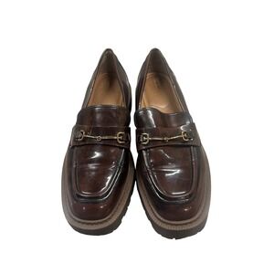 Sam Edelman Women's Brown Patent Leather Laurs Lug Loafers Shoes 8.5W